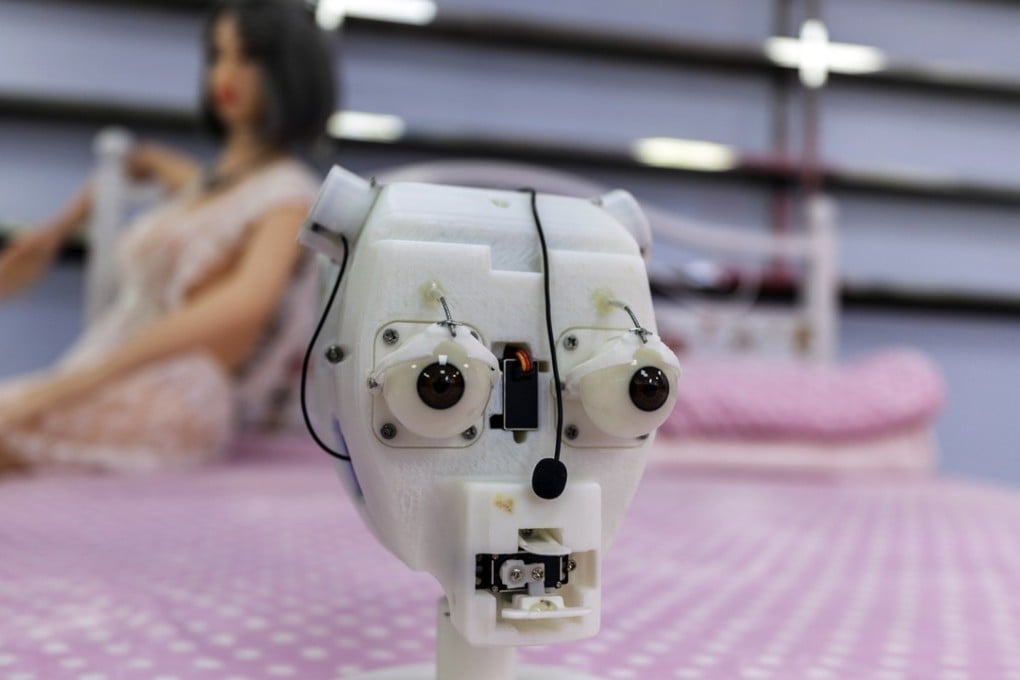 Houston council members have moved to keep a brothel that uses sex dolls out of the Texas city. Pictured is the ‘skull’ of an AI sex doll robot (foreground) and a sex doll (background) in Shenzhen, China, in March. Photo: EPA-EFE