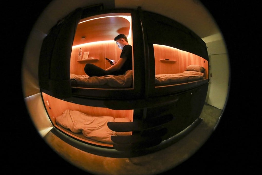 Inside the Sleeep capsule hotel in Sheung Wan, in Hong Kong. Picture: Nora Tam