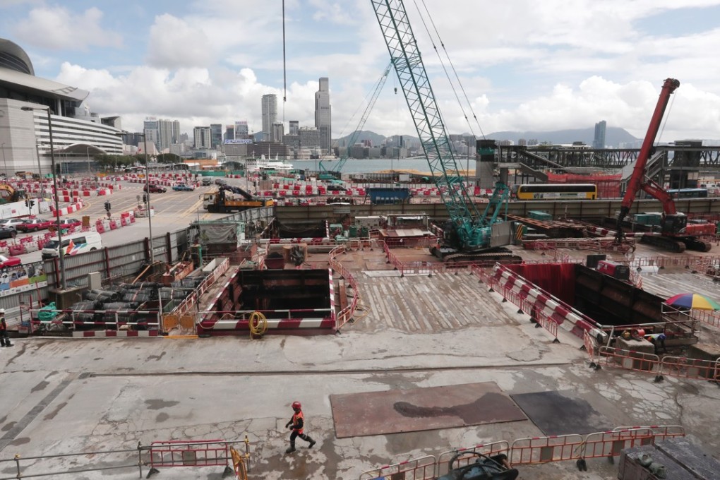 The construction site for the Exhibition Centre MTR station on the Sha Tin-to-Central link. Photo: Jonathan Wong