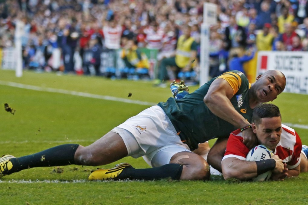 Karne Hesketh scores their third try in the match against South Africa 2015. The moment will be immortalised in a film. Photo: Reuters