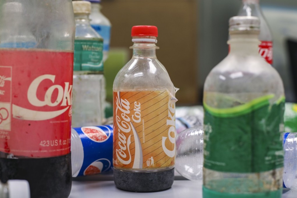 Coca-Cola Company bottles comprised almost a quarter of all the discarded plastic bottles that Green Earth collected from Hong Kong beaches. Photo: Tory Ho