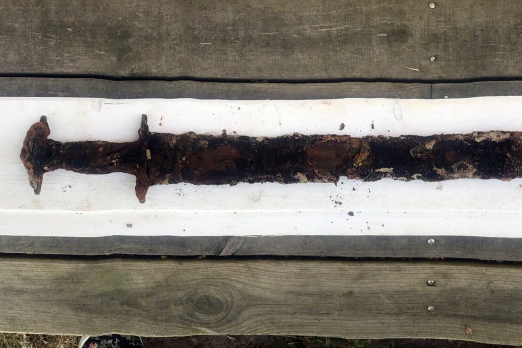 This photo taken in July 2018 and released on October 5 2018 shows the pre-Viking era sword in Sweden. Photo: Jönköpings läns Museum via AP