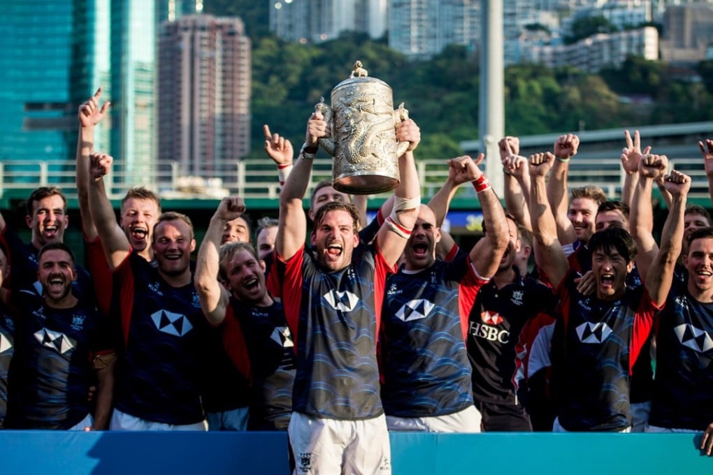 Hong Kong celebrate their win in the 2018 Asia Rugby Championship, beating South Korea and Malaysia. Photo: Handout