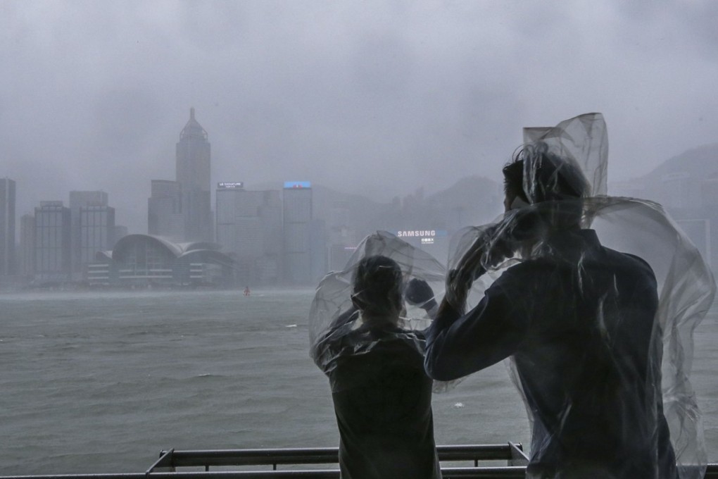 Strong winds and waves at Victoria Harbour in Tsim Sha Tsui during the Typhoon Signal No 10 for Typhoon Mangkhut. Photo: Felix Wong