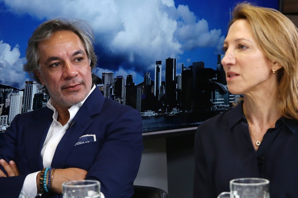 Aron Harilela (left) of the Hong Kong General Chamber of Commerce and Tara Joseph of the American Chamber of Commerce speak to the Post on Sunday. Photo: Edmond So
