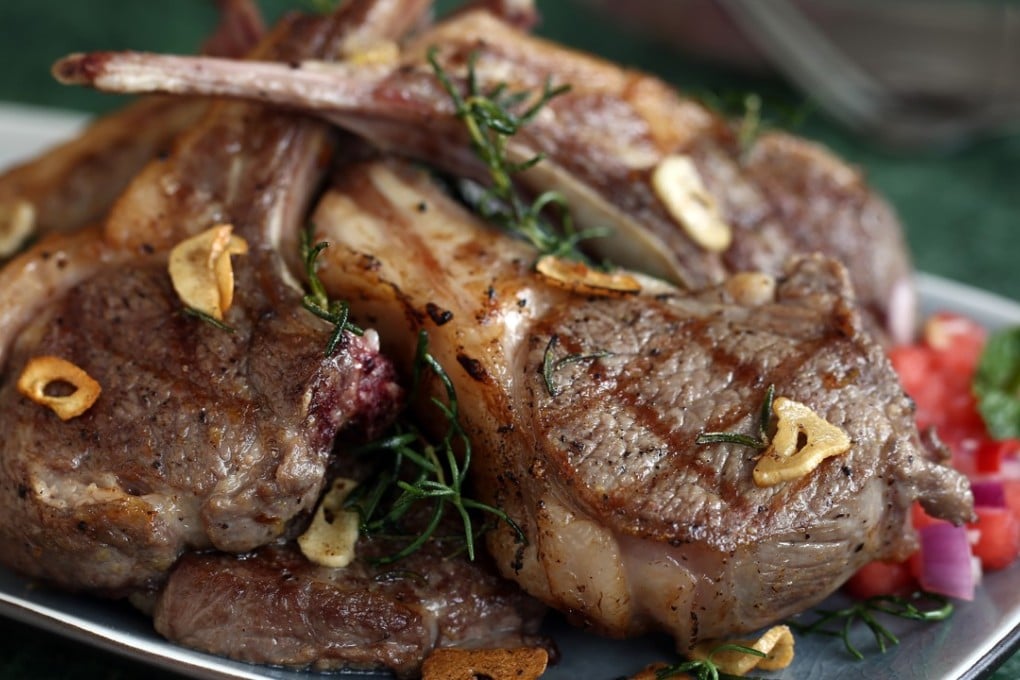 Grilled lamb chops with watermelon and mint salsa. Photo: Jonathan Wong