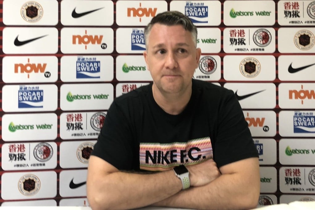 Gary White speaks to the media on Sunday. Photo: Chan Kin-wa