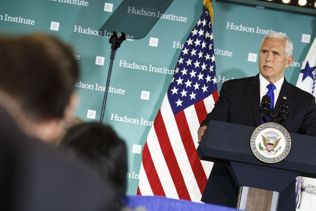 US Vice-President Mike Pence’s speech at the Hudson Institute in Washington on Thursday marked a new low in China-US relations, analysts say. Photo: Bloomberg