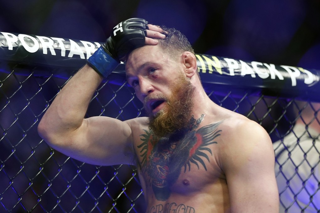 Conor McGregor reacts after losing to Khabib Nurmagomedov at UFC 229 in Las Vegas. Photo: AP