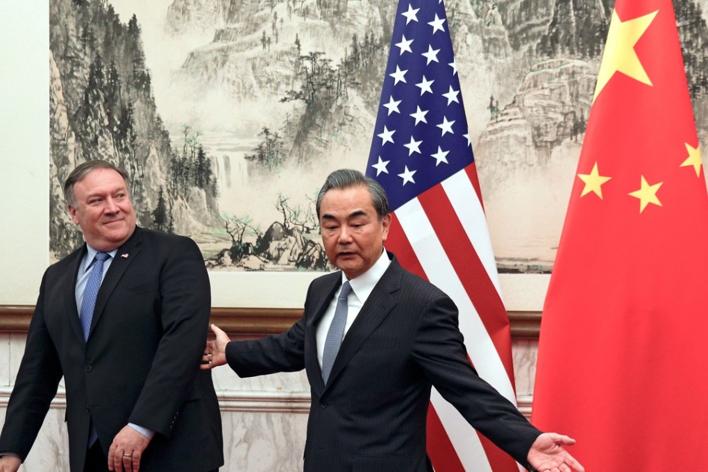 From left: US Secretary of State Mike Pompeo and Chinese Foreign Minister Wang Yi at the Diaoyutai State Guesthouse in Beijing. Photo: Reuters