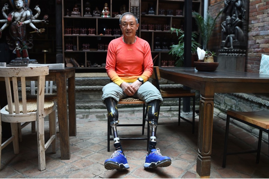 Chinese double amputee climber Xia Boyu in Kathmandu, Nepal, before his successful summit of Mount Everest this year. Photo: AFP