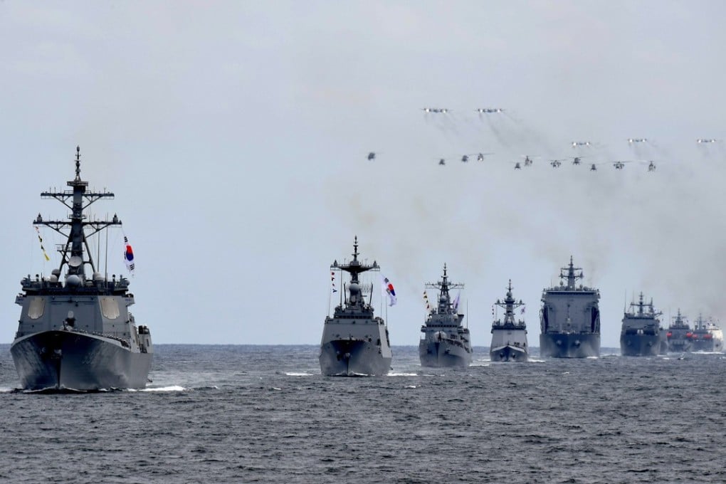 A rehearsal for an international fleet review off the South Korean island of Jeju. Photo: AFP