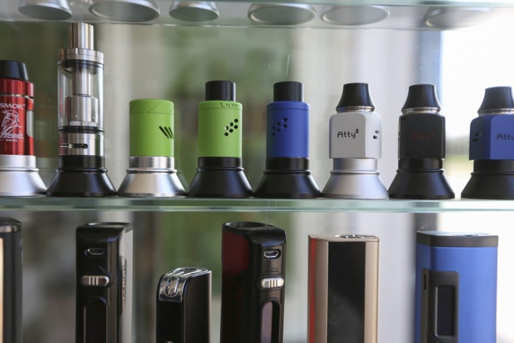 Vaping accessories at a shop in Hong Kong. The city is to ban e-cigarettes. Photo: Xiaomei Chen