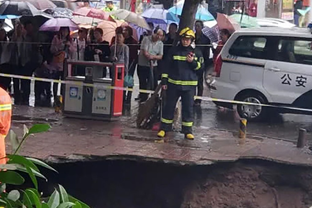 More than 400 rescuers and 100 excavators with rock drills spent more than two days searching for four people swallowed by a large sinkhole in China’s Sichuan province. All four – two newlyweds, a 45-year-old man and his 11 year-old-son – were killed. Photo: Handout