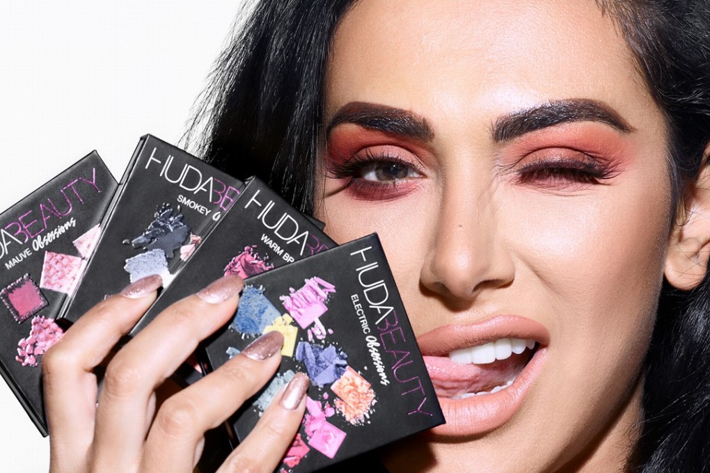 Huda Kattan promotes products from her beauty range, which the former make-up artist launched in 2013 on the back of a blog.