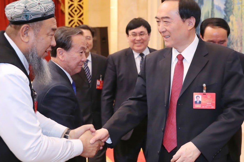 Right: Chen Quanguo, Communist Party secretary of China’s Xinjiang Uygur Autonomous Region, is a target of US lawmakers as part of their response to China’s crackdown on its Muslim minority population. Photo: Handout