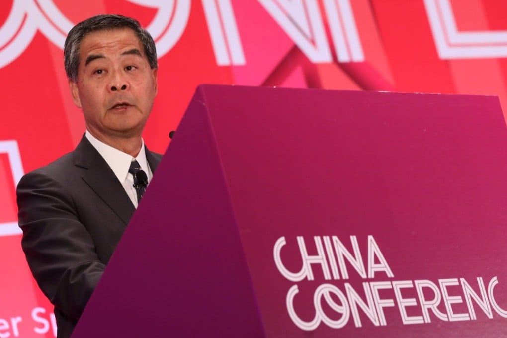 Former Hong Kong leader Leung Chun-ying addresses the South China Morning Post’s China Conference in Kuala Lumpur on October 10. Photo: KY Cheng