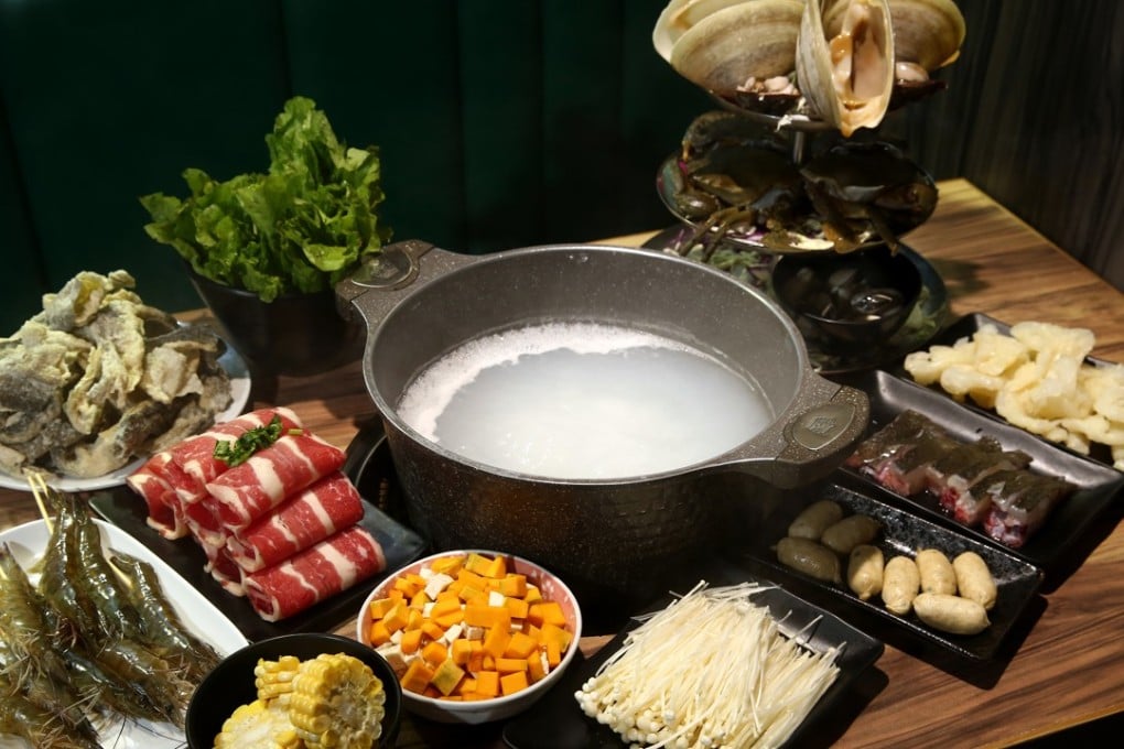 A hotpot with seven types of seafood, beef and vegetables is prepared at Shunde Congee Seafood Hotpot, San Po Kong. Photo: Edmond So