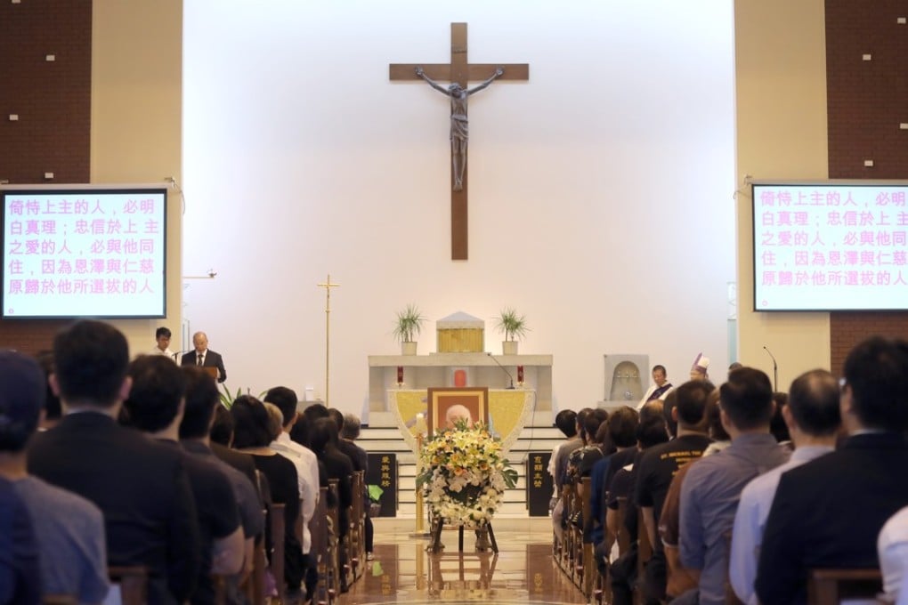 Father Harold Naylor's funeral mass was held at St Ignatius Chapel at Wah Yan College, Kowloon. Photo: Jonathan Wong