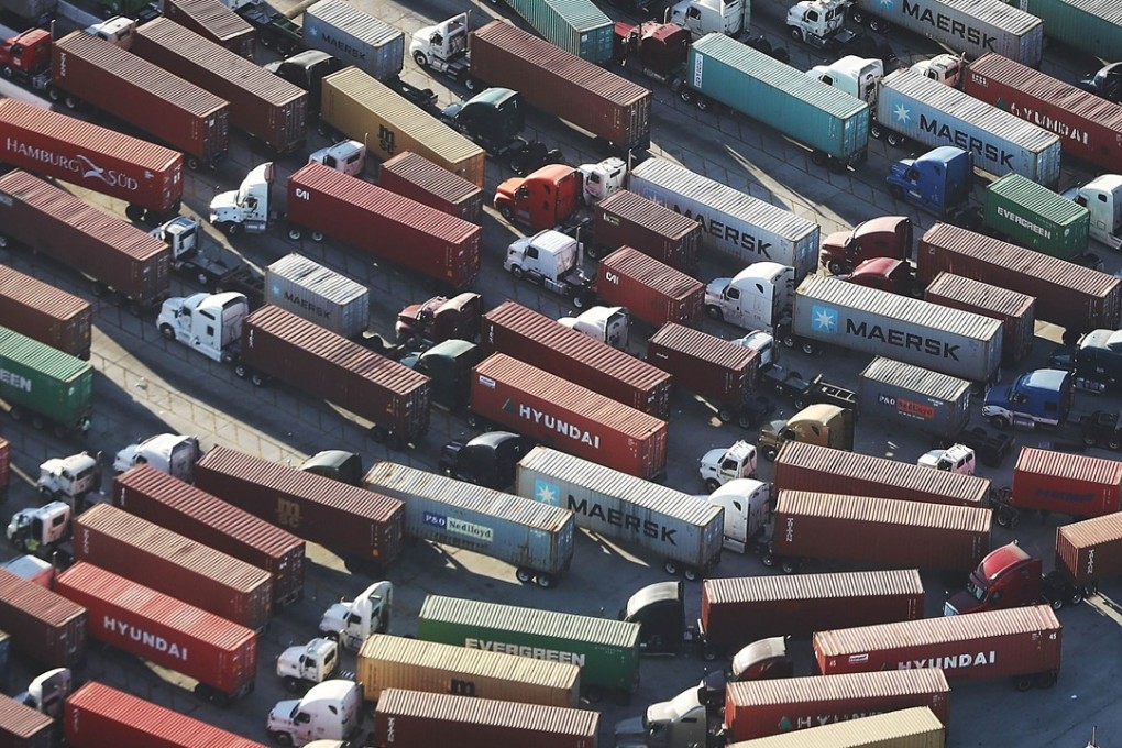Trucks stand prepared to haul shipping containers at the Port of Los Angeles, the US’ busiest container port, in San Pedro, California, on September 18. Photo: AFP