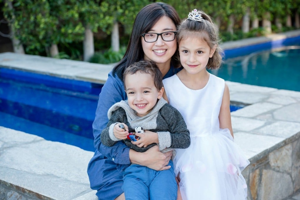 Au pair Sun Ying pictured with Mia Riverton Alpert’s two children. Photo: Handout