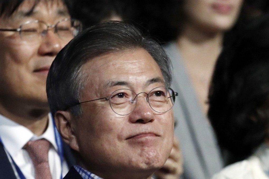 South Korean President Moon Jae-in attends a Korean cultural event in Paris, France, on Sunday. Moon is in France for a state visit. Photo: AP