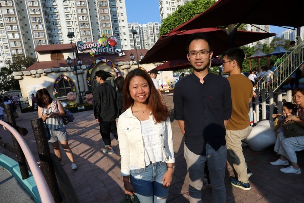 Kathy Ip, secretary general for Hong Kong Public Space Initiative, and William Sin Hua-leung, the group’s director, at a privately owned public playground in New Town Plaza, Sha Tin. Photo: Jonathan Wong