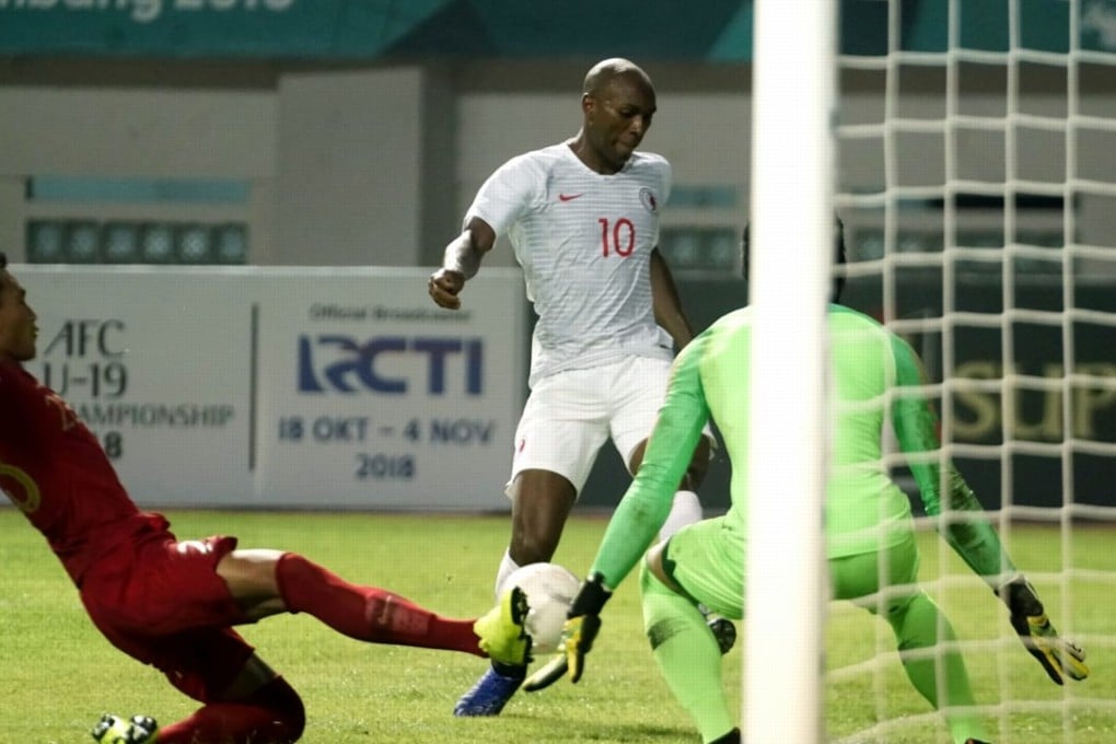 Hong Kong’s Sandro is on the attack against Indonesia. Photo: HKFA
