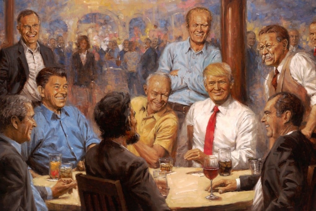 Andy Thomas, of Carthage, Missouri, gave Donald Trump this painting as a gift. The artwork hangs on the wall in the presidential dining room. Photo: Andy Thomas
