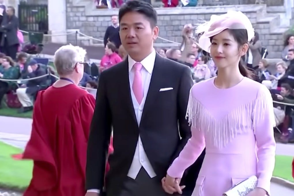JD.com founder Richard Liu Qiangdong and wife Zhang Zetian attend the wedding of Britain’s Princess Eugenie and Jack Brooksbank in St George’s Chapel, Windsor Castle, on October 12. Photo: YouTube