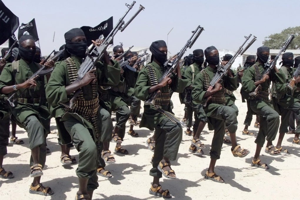 Newly trained al-Shabab fighters perform military exercises south of Mogadishu, in 2011. File photo: AP