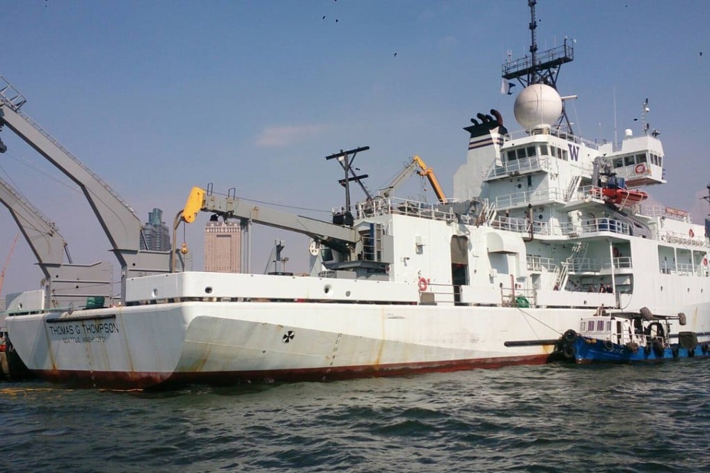 The Thomas G Thompson docked at the Kaohsiung port on Monday for a four-day refuelling stop. Photo: CNA