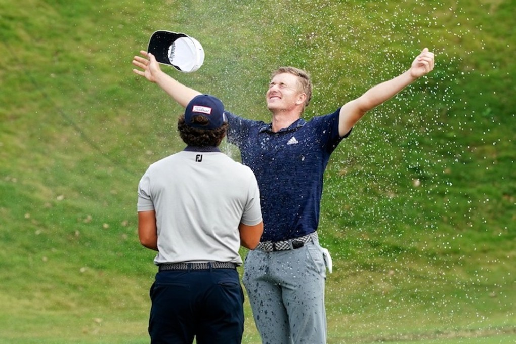 New Zealand’s Nick Voke celebrates victory at Clearwater Bay Open. Photo: PGA Tour Series-China