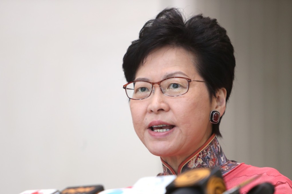 Chief Executive Carrie Lam has rejected claims that the government has adopted a policy to push up property prices in the city. Photo: Winson Wong