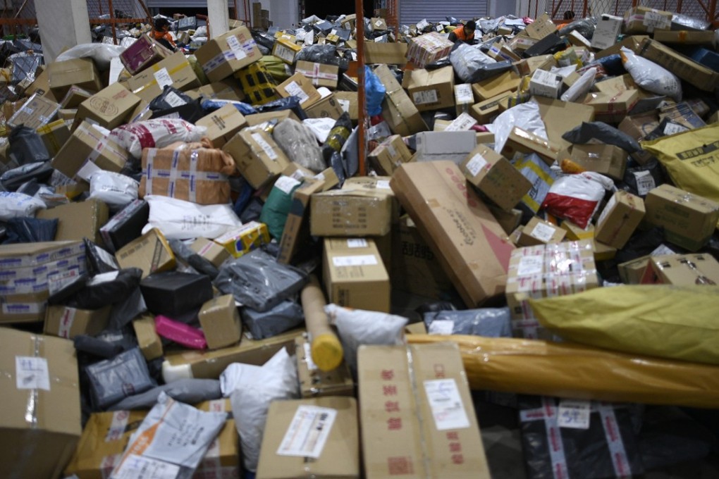Packages at a courier company in Yinchuan, in northwest China's Ningxia region. Photo: Xinhua