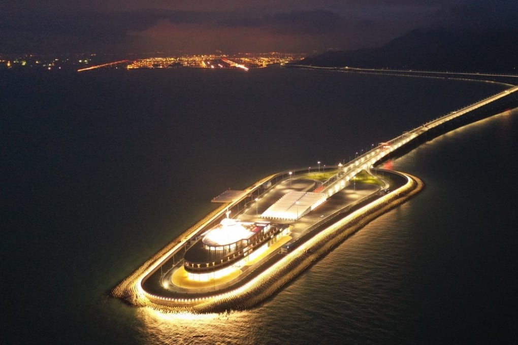 The Hong Kong-Zhuhai-Macau bridge, which will open on October 23, looking east towards Lantau Island. Picture: Martin Chan