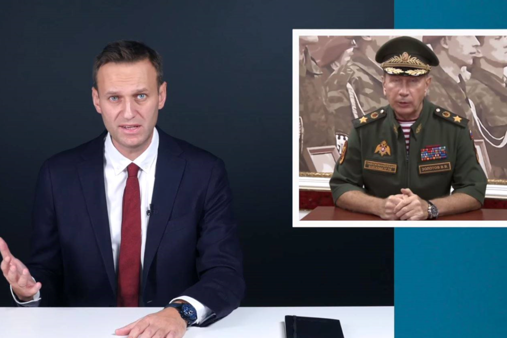 Russian opposition leader Alexei Navalny responds to General Viktor Zolotov's challenge to a duel. Photo: YouTube / Alexei Navalny