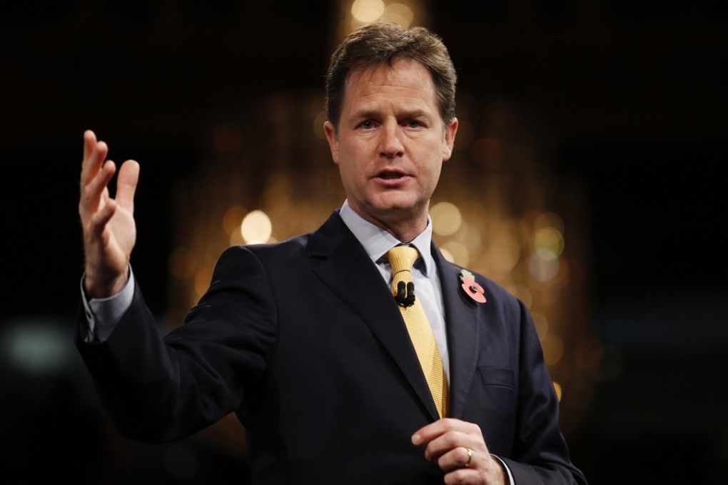 British former deputy prime minister Nick Clegg. Photo: AFP