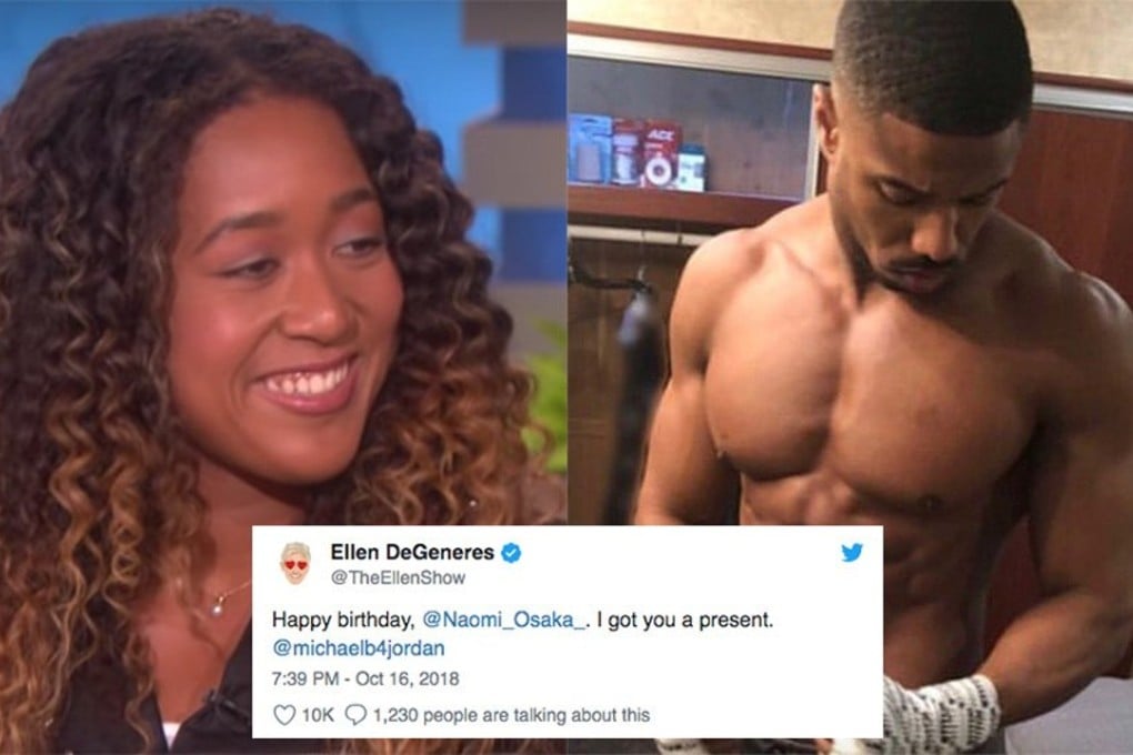 Ellen DeGeneres tries to play matchmaker again between Naomi Osaka (left) and Michael B Jordan (right). Photo: Twitter