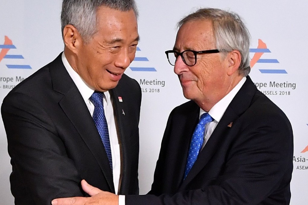 President of the European Commission Jean-Claude Juncker and Singapore's Prime Minister Lee Hsien Loong. Photo: Reuters