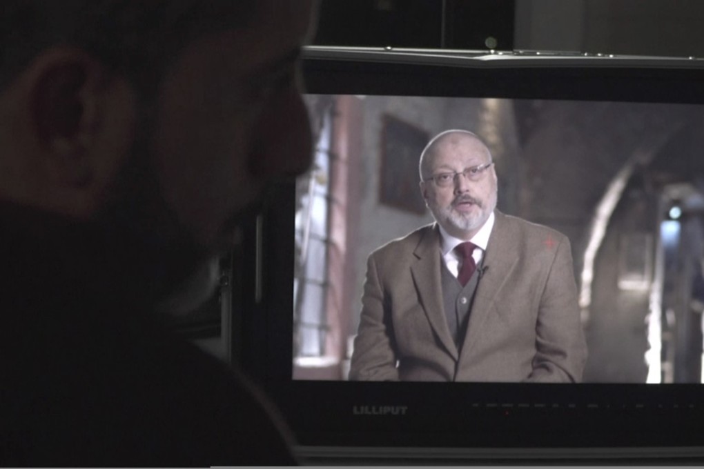 Journalist Jamal Khashoggi being interviewed in March from an undisclosed location. Photo: Metafora Production via AP