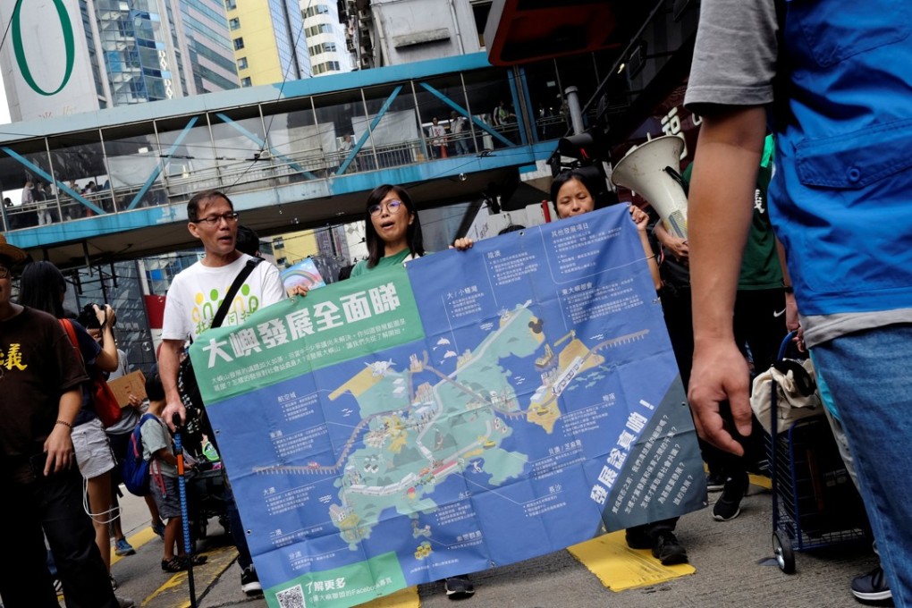 Protesters demonstrate against the plan to reclamation land off Lantau island. Photo: Reuters
