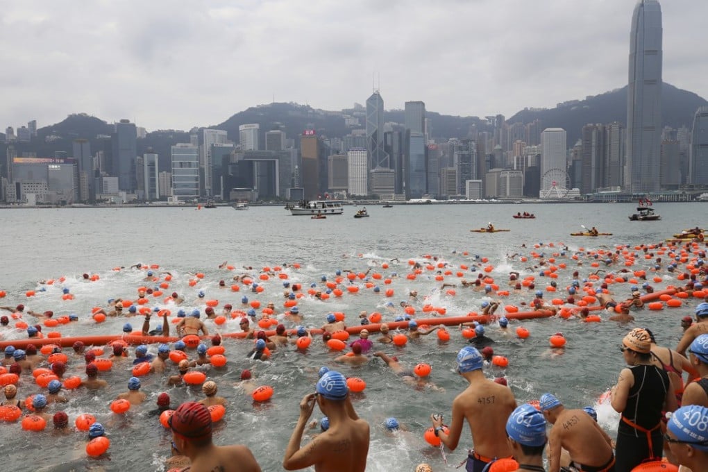 The fastest contestants managed to cross the harbour in just under 11 minutes. Photo: Sam Tsang
