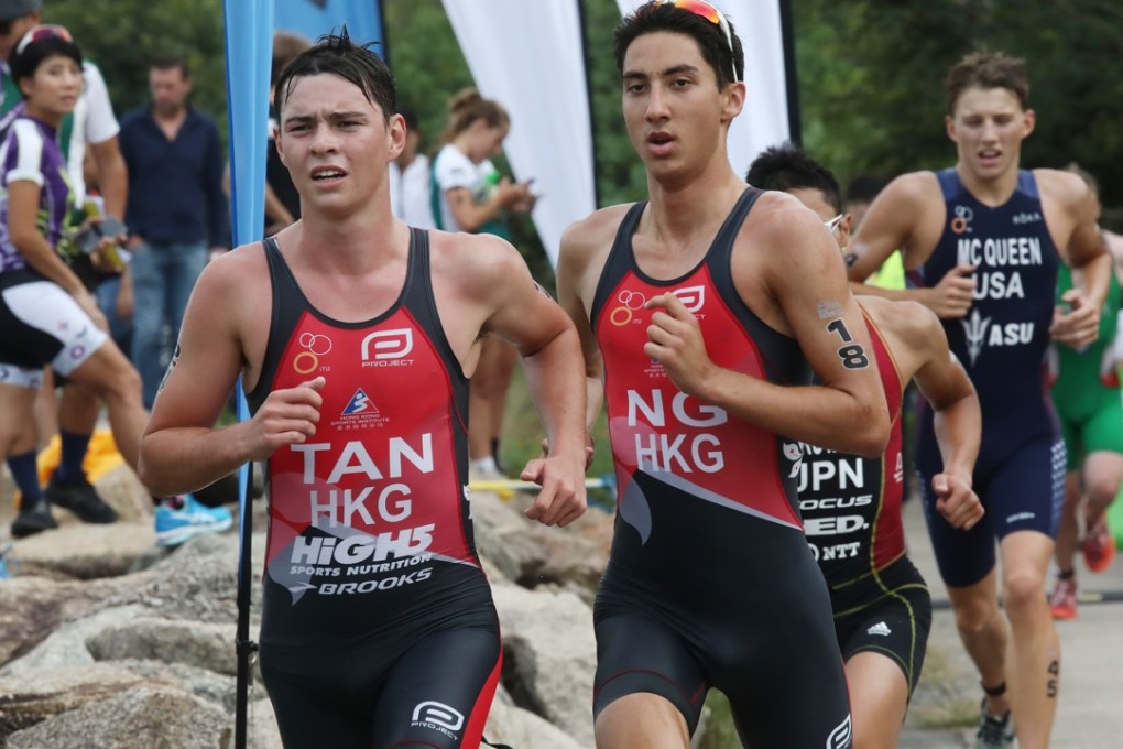 Hong Kong’s James Tan and Jason Ng Tai-long were both disqualified from the ASTC Sprint Triathlon Asian Cup at Sunny Bay, Lantau. Photo: Jonathan Wong