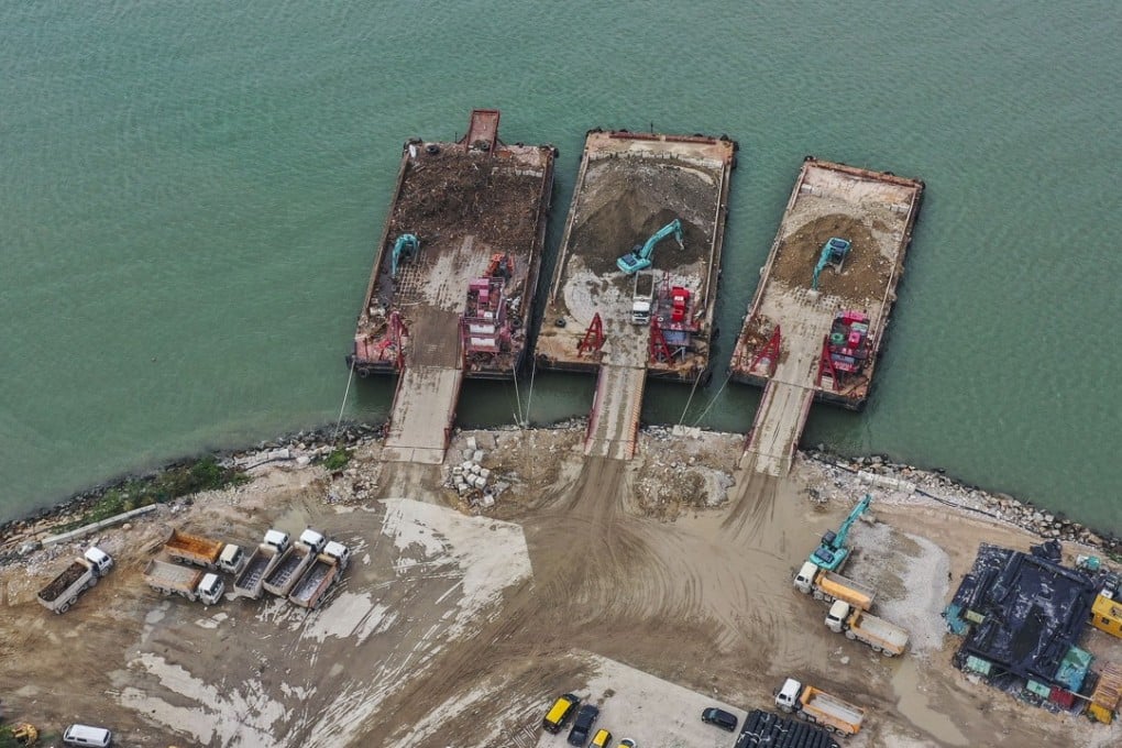 Part of the tree waste stored in the temporary wood waste collection area in Kai Tak after Typhoon Mangkhut. Photo: Roy Issa