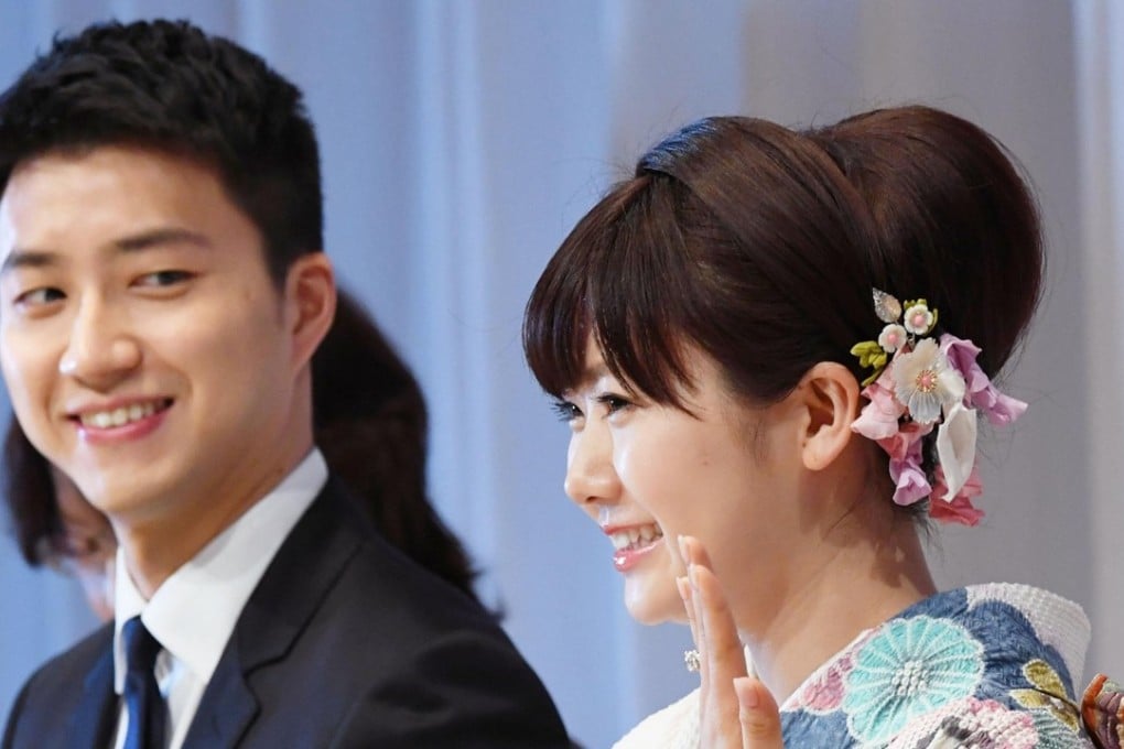 Japanese table tennis icon Ai Fukuhara is retiring to ‘build her family’ with fellow Olympian Chiang Hung-chieh (left). They married in 2016 and have a daughter together. Photo: Kyodo