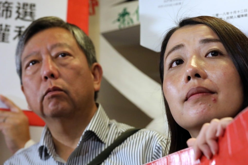 Legco candidate Lee Cheuk-yan and candidate Lau Siu-lai at the briefing session for candidates of Legislative Council Kowloon West geographical constituency by-election. Photo: Felix Wong