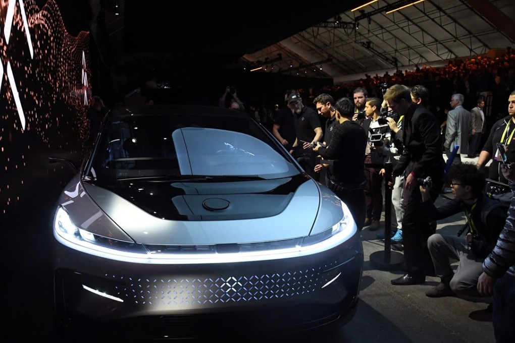 Faraday Future’s FF91 prototype electric vehicle is showcased at CES in Las Vegas on January 3, 2017. Faraday said on Monday an additional US$700 million from Evergrande Health was needed for the production and delivery of the FF91 in 2019. Photo: AFP