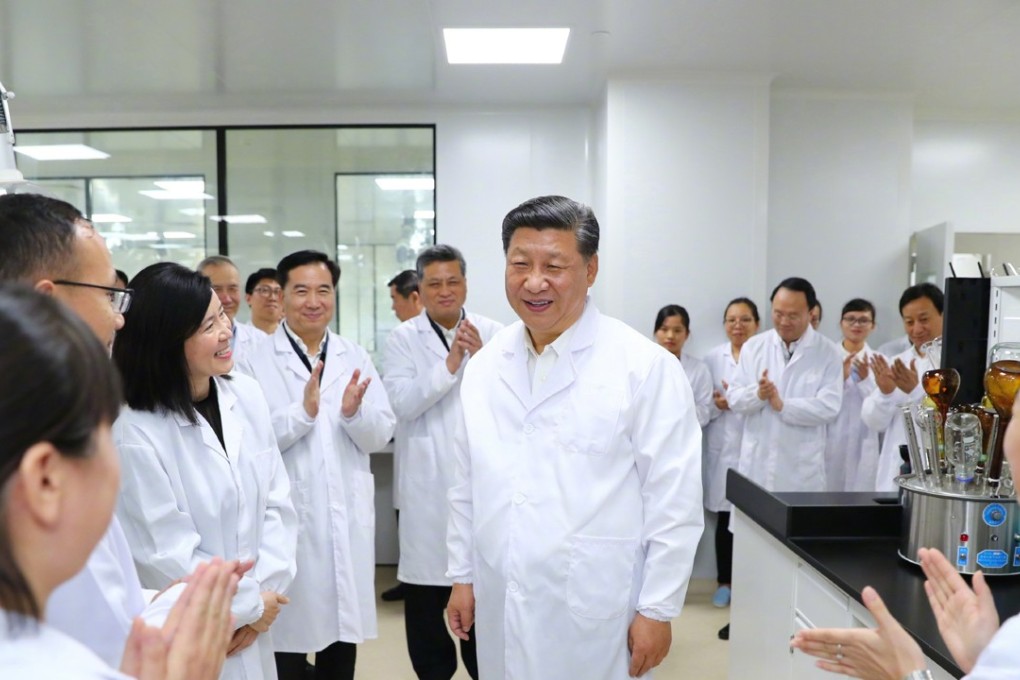 Chinese President Xi Jinping tours a hi-tech industrial estate in Zhuhai on Monday. Photo: Weibo