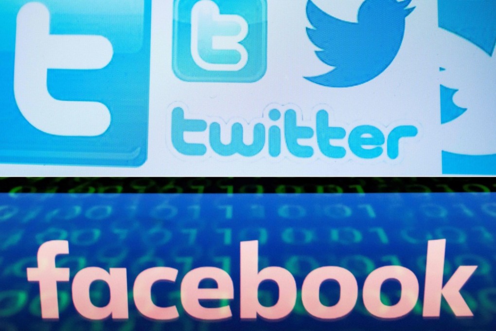 A combination of Twitter and Facebook logos. Photo: AFP